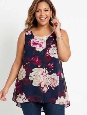 Dressbarn Plus Size Floral Sleeveless Top